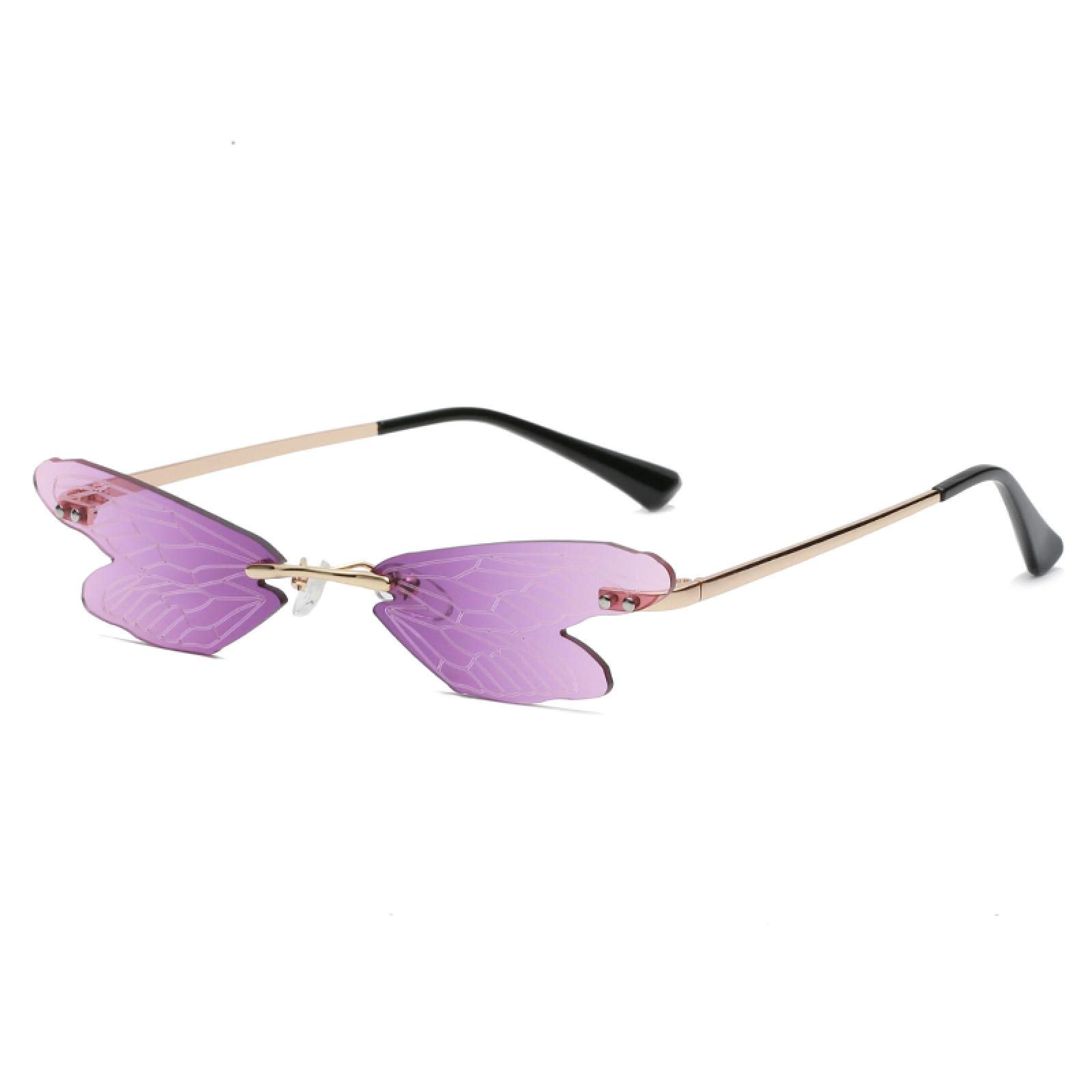 Enthyi Occhiali Da Sole A Forma Di Libellula, Senza Montatura, Unisex, Con Lenti UV400 - 3