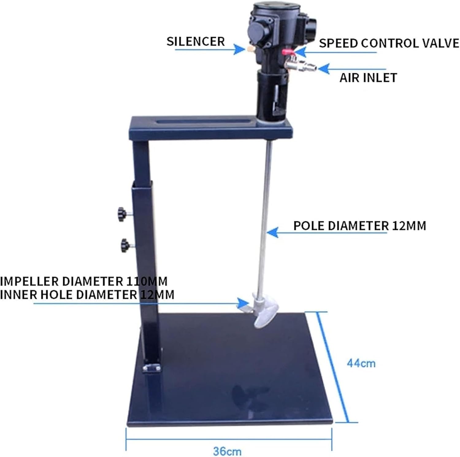 5 Gallon Pneumatic Paint Mixer Machine, Stainless Steel Automatic Lift Paint Stirrer with Stand, Desktop Vertical Air Agitator, Height Adjustable, Ink Coating Mix Tool (Color : Three Impellers)