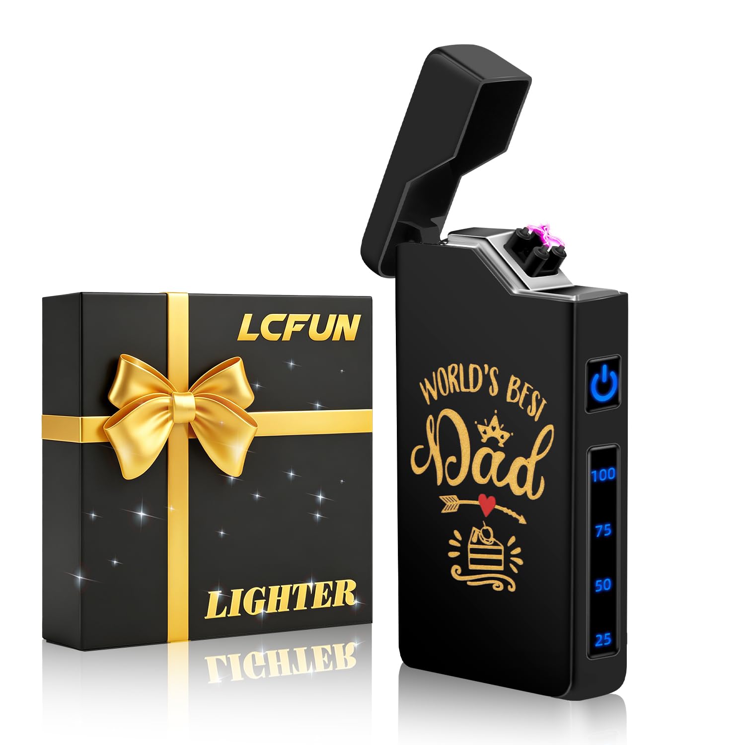 Fathers Day Dad Gifts, Electric Arc Plasma Lighter USB C Rechargeable, Cool Windproof Flameless Lighter