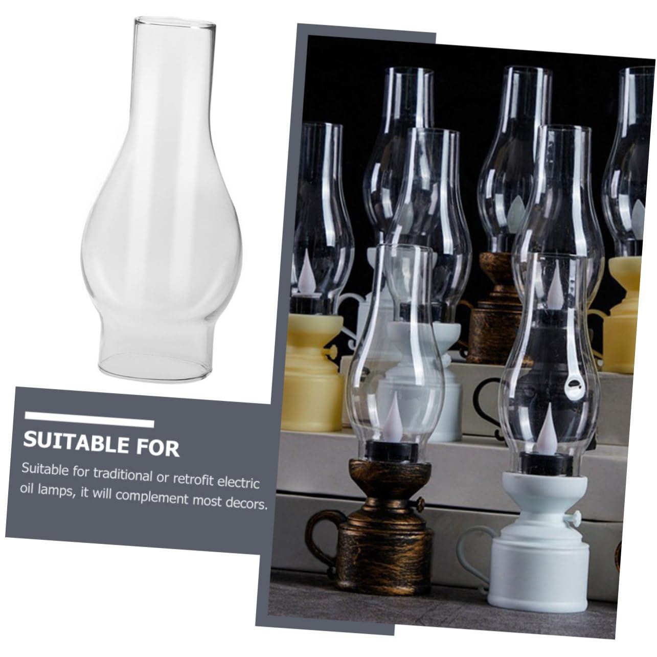 Abat-jour En Verre De Remplacement Pour Lampe à Huile Canfino  Mod Amsterdam Socle O 59 Cm