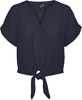 VERO MODA VMGABBI SS CROPPED TIE TOP WVN GA Tişört Kadın