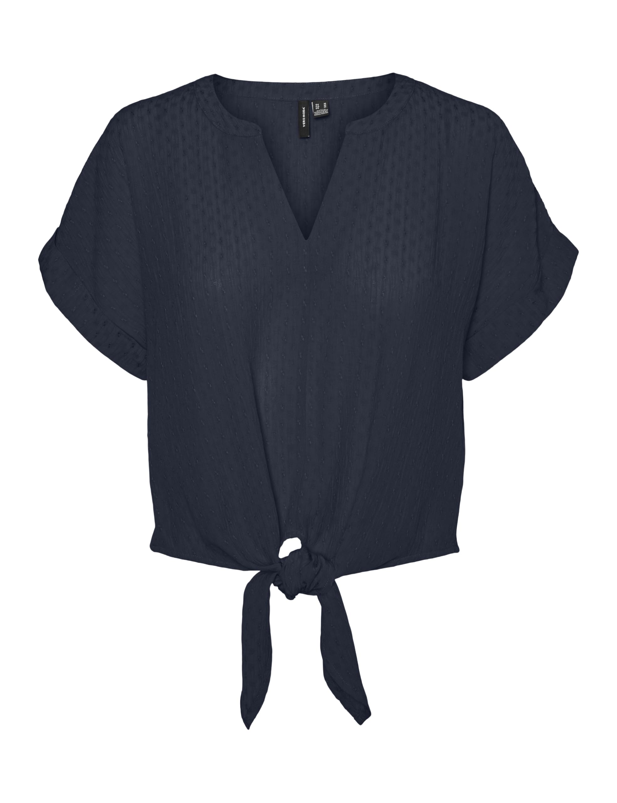 VMGABBI SS CROPPED TIE TOP WVN GA Tişört Kadın