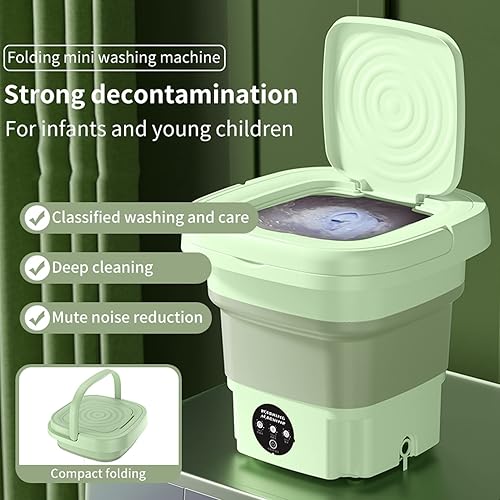 Miniatura 2 de Lavadora portátil, lavadora de gran capacidad de 8 litros con cesta de drenaje, mini lavadora plegable, adecuada para ropa de bebé, ropa interior,