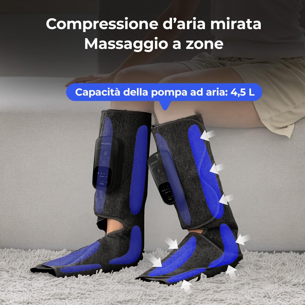 HuBDIC HubiCare - Massaggiatore senza fili per polpacci e piedi, con compressione di calore e aria, per la circolazione e il sollievo dal dolore, 5 modalità con 5 intensità, riduce il gonfiore