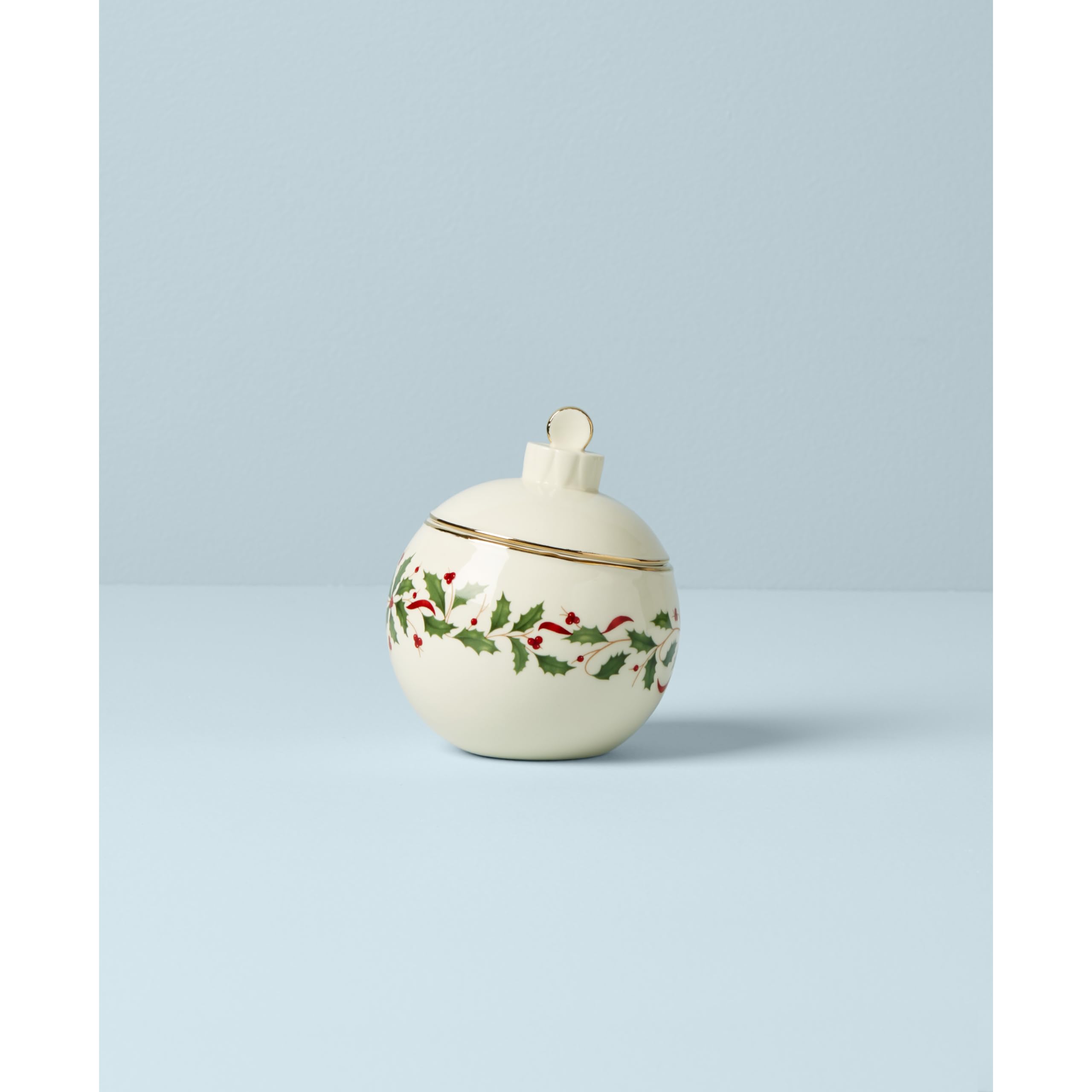 Lenox Holiday Ornament Candy Jar - Red & Green -2