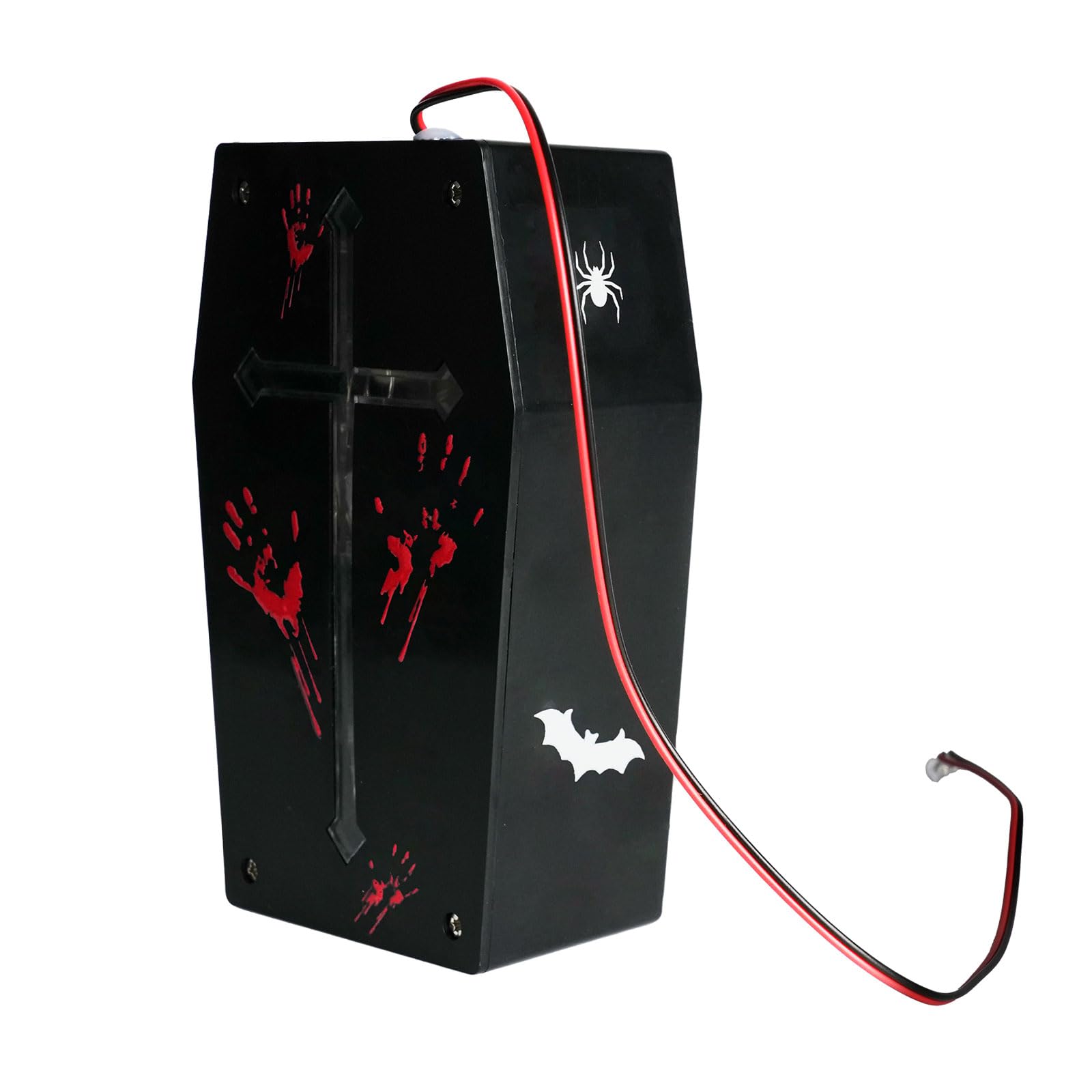 Hsioluted Sturdy Sound Responsive Coffin Eerie Sound Activated LED Coffin for Haunting House and Themed Decorations Realistic Designs