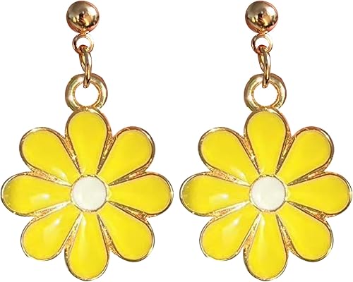 YISXVD Alloy Daisy Flower Stud Earrings for Women Cute Minimal Little Daisy Dang