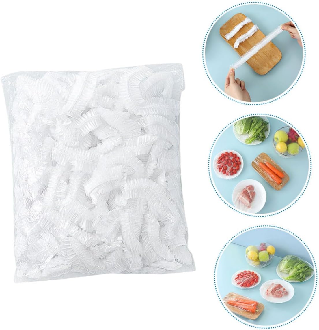 100pcs Elastic Bowl Covers Food Covers Elastic Plastic Bowl for Kitchen Fresh Keeping Wraps