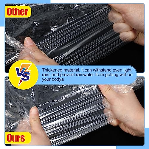 Handepo 200 Pack Disposable Rain Ponchos for Adults, Clear Ponchos with Hood, Plastic Rain Poncho Family Pack for Women and Men, Portable Rain Ponchos Bulk for Travel Hiking Camping2