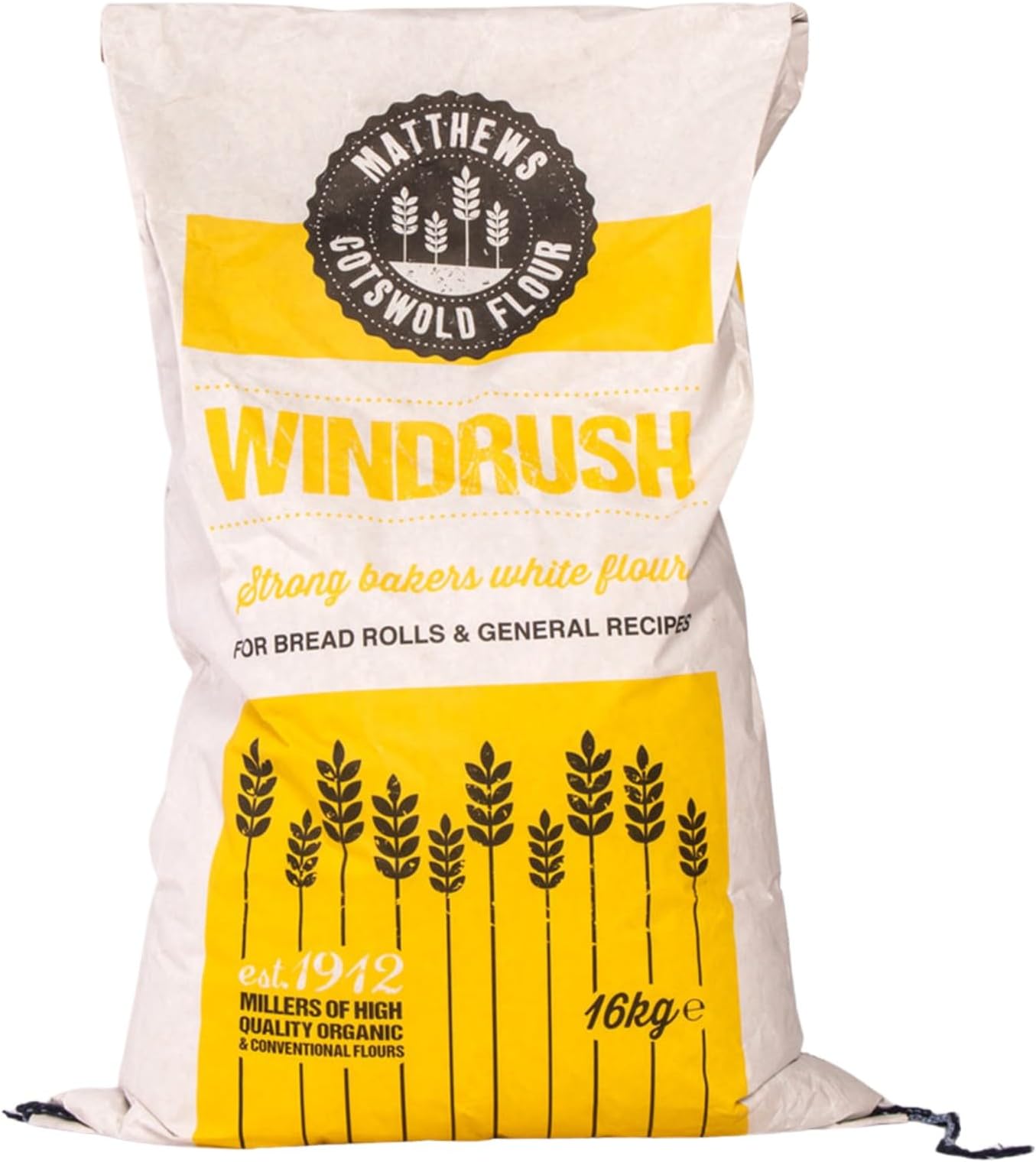 Matthews Cotswold Windrush Strong White Bread Flour | Baker's Grade Strong White Flour | Specialty | Artisanal | Milled in Britain | 16kg Bag (Single Sack)
