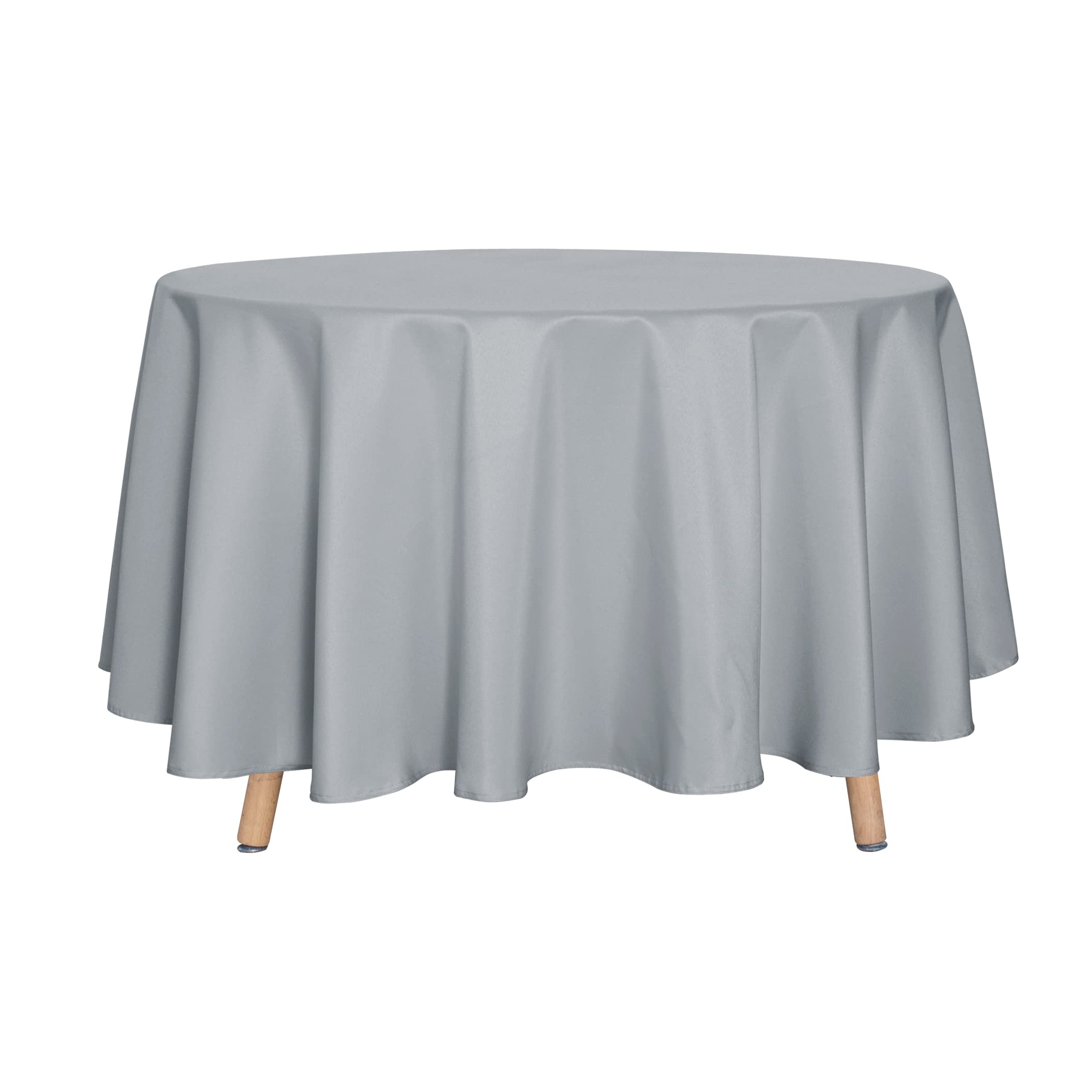 sancua 90 Inch Round Tablecloth, Silver Grey