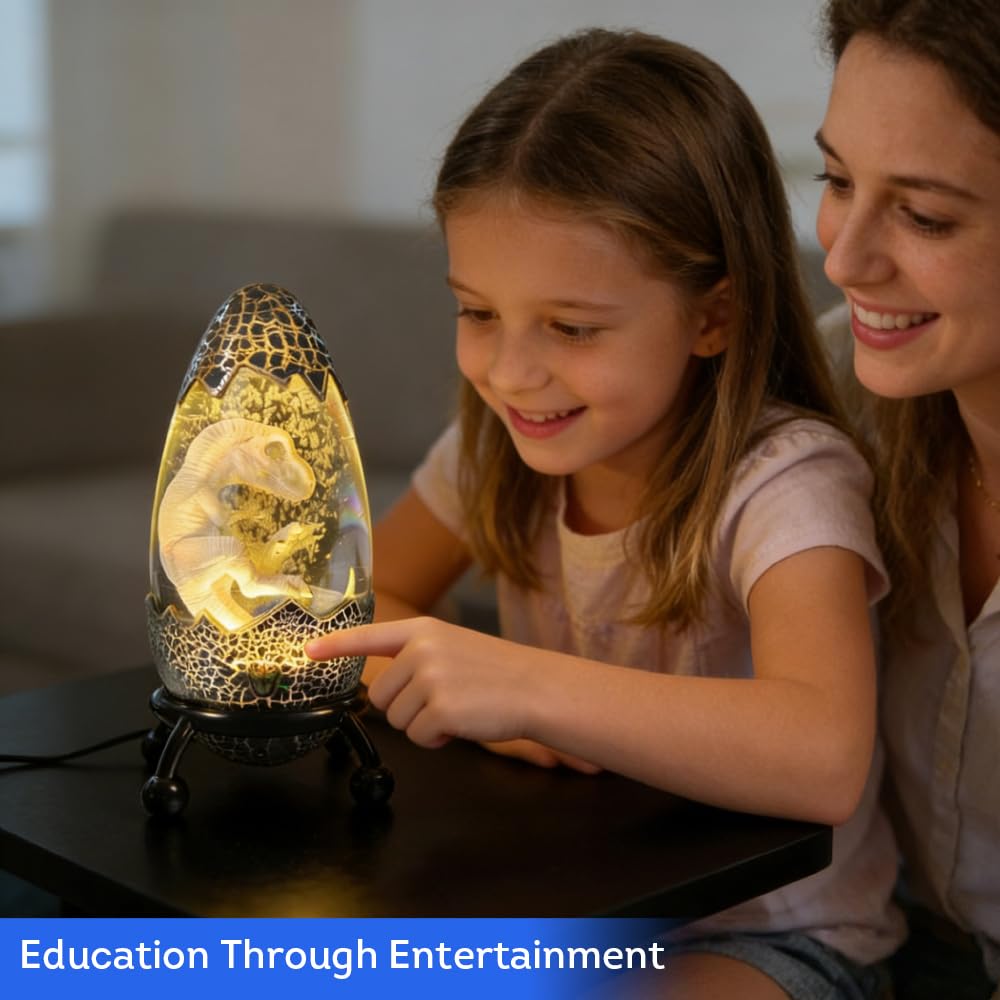 Lily's Home Lámpara de lava con luz nocturna de dinosaurio para habitación de niños, 1 pieza, control remoto de 12 colores, diseño de burbujas, brillo ajustable, 9.8 pulgadas de alto, alimentado por