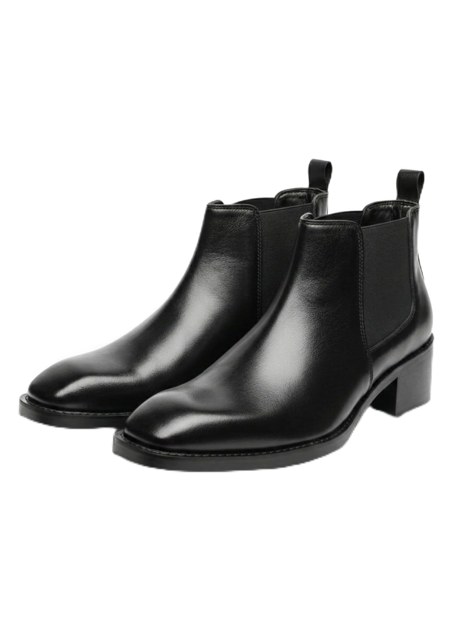 Men's Classic Chelsea Boots, AF Leather, High Heel Ankle Boots with Elastic Side Panels. Most Demanding