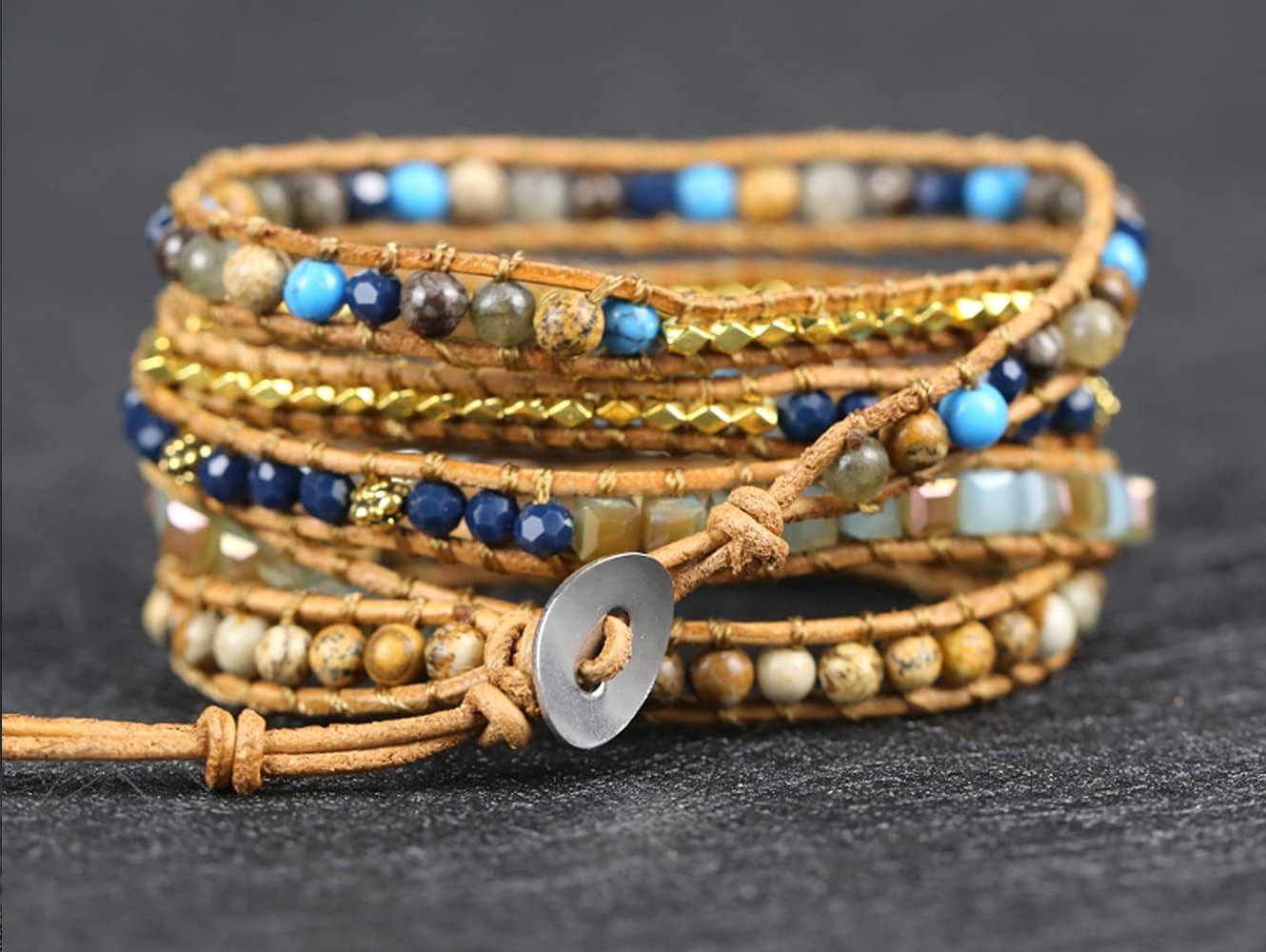 ZOSOJONA Women Wrap Bracelets Boho Natural Stone Jasper Turquoises Strand Bracelet Jewelry Collection - Image 3