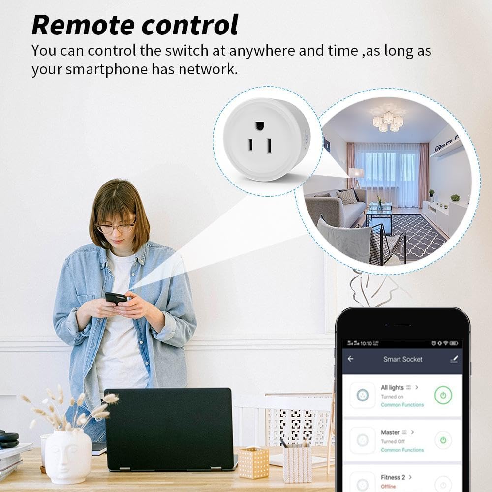WiFi Smart Plug Smart Outlet Compatible with Alexa Google Home Timer Remote Control Smart Switch No Hub Required — view 3