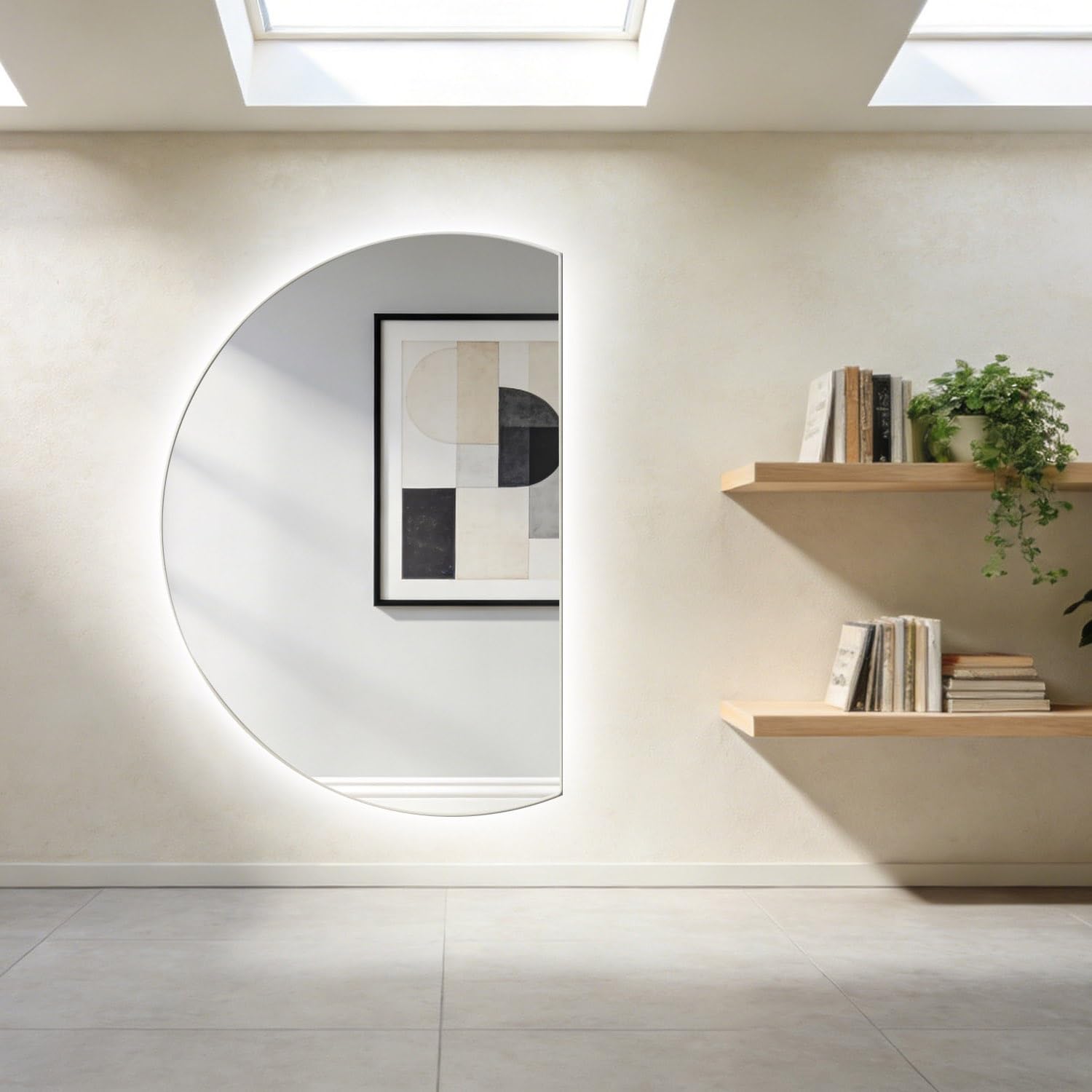 Miroir rétro-éclairé maquillage de salle de bain demi-cercle LED