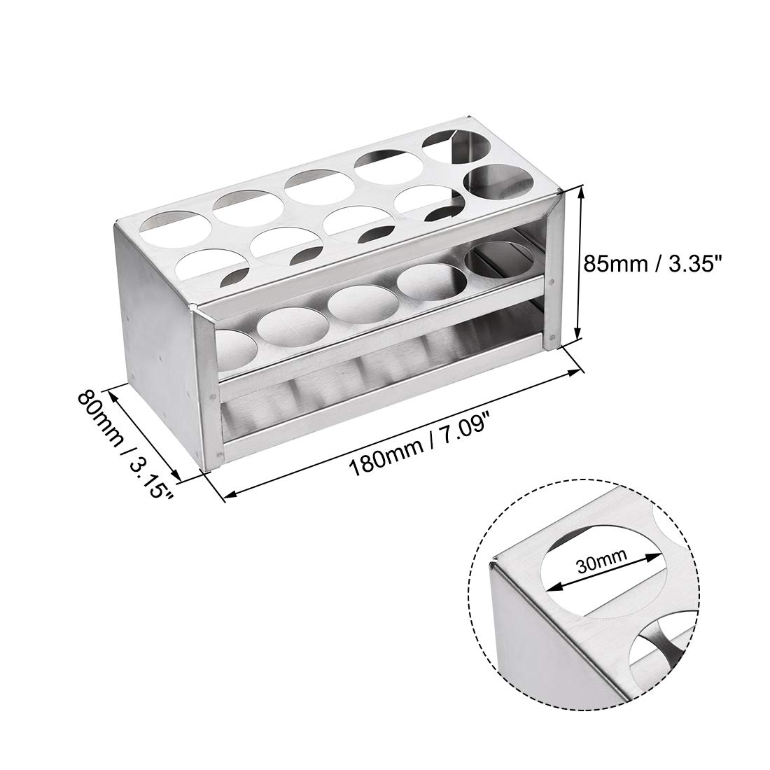 uxcell Stainless Steel Test Tube Holder Rack 10 Hole 3 Layer for 26-29.5mm Tubes