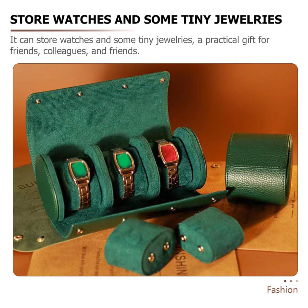 Generico Porta Orologio Uomo in Pelle Pu Verde, Custodia Leggera e Antiurto per Orologi e Gioielli Piccoli, Design Classico e Moderno per Viaggi