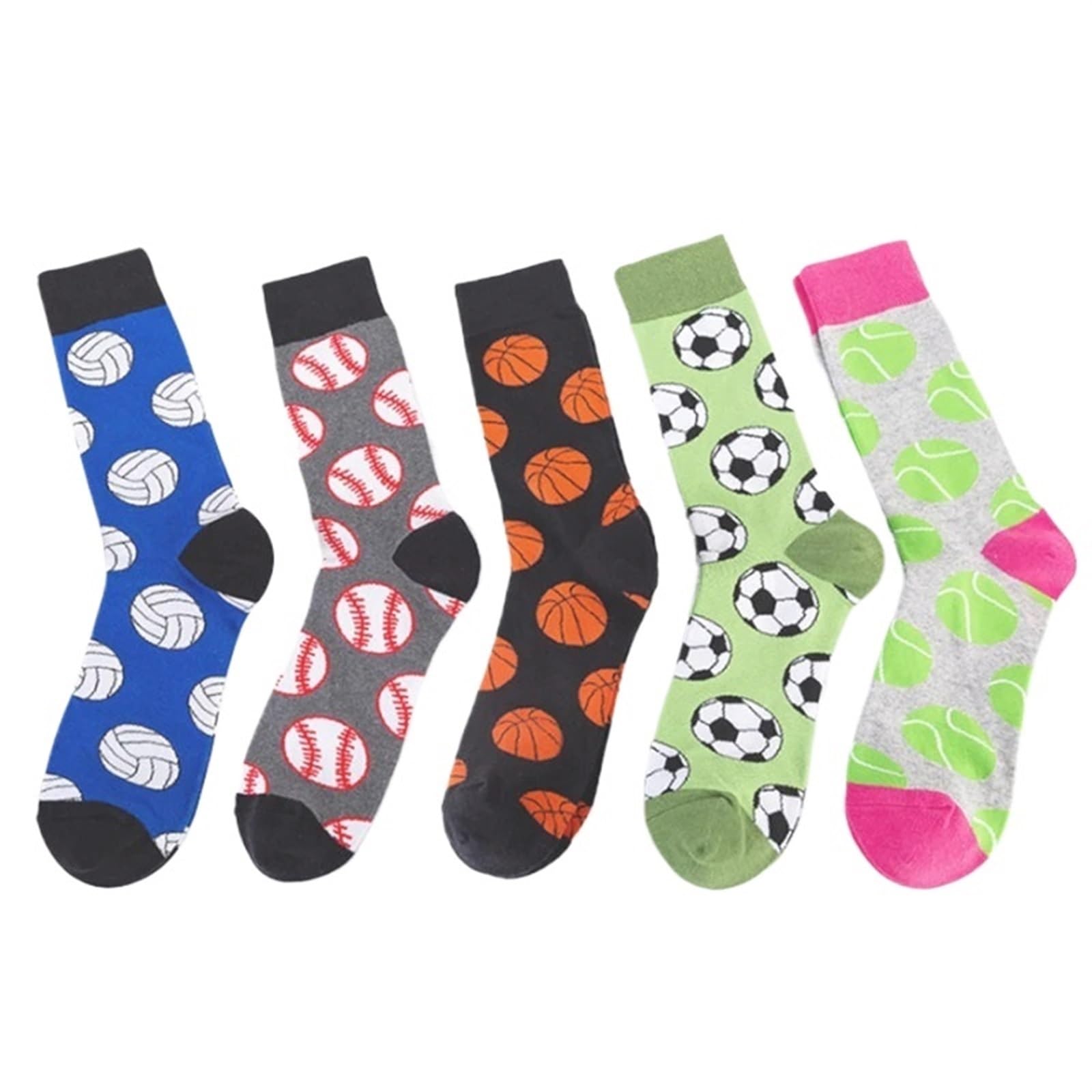 5 par kolorowe męskie koszykówka piłka nożna tenis sport piłka wzór szczęśliwe skarpety ślubne śmieszne codzienne bawełniane załogi Chaussettes Homme