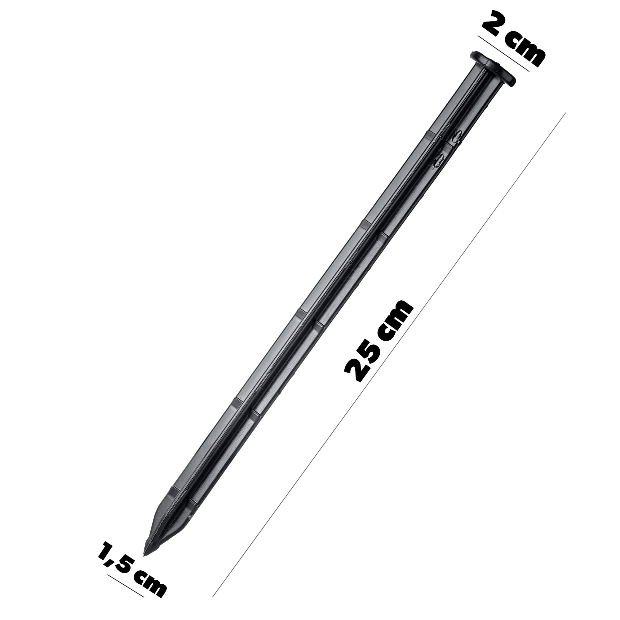 KADAX Anclajes de plástico para montaje de tierra, 25 cm, anclajes de plástico para el suelo, anclajes con puntos, anclajes de plástico para bordes y rejillas de césped (negro, redondo, 200 unidades)