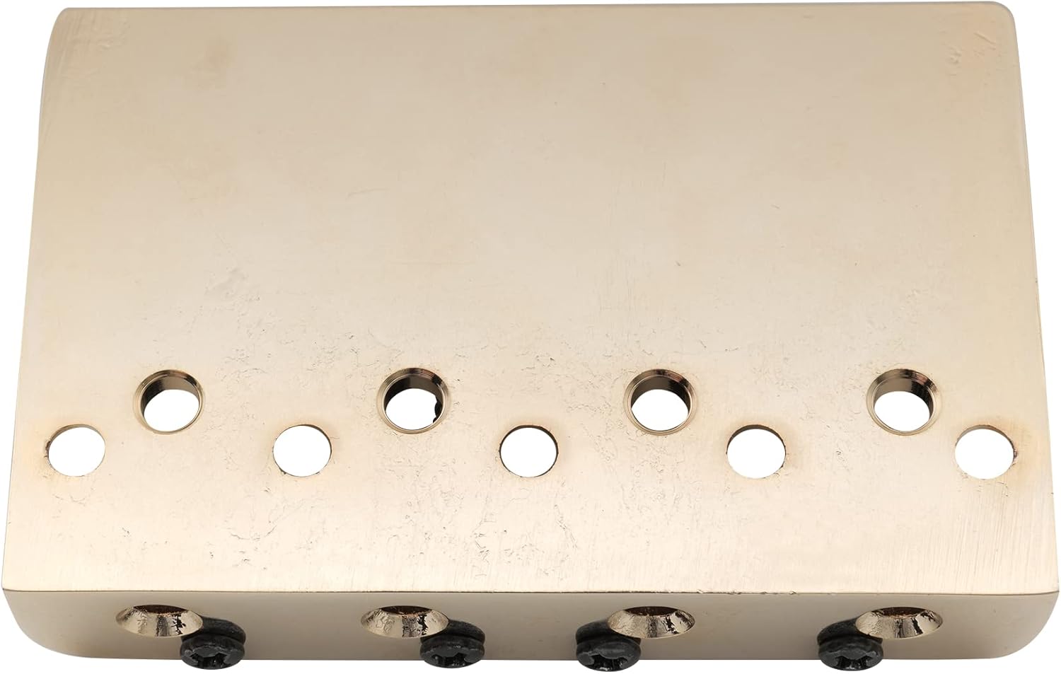 Musiclily Pro 19mm 4-String Bass Hardtail Bridge with Brass Saddles and Steel Plate, Gold