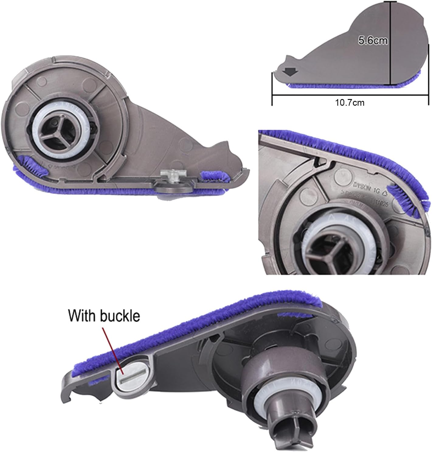 Roller Brush Bar End Cap Cover + 3Pcs Soft Plush Strips for Dyson V6 V7 V8 V10 Replacement Parts