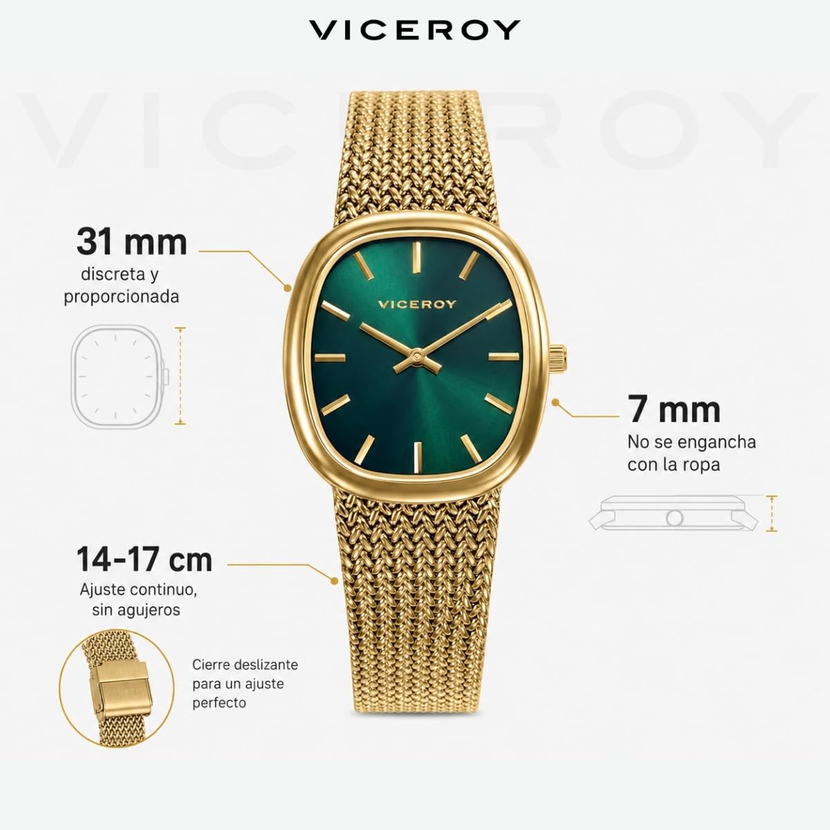 Viceroy Reloj Analógico Mujer de Acero Inoxidable - 31 mm - Movimiento de Cuarzo - 401312