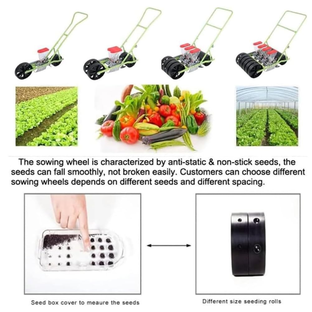 Sembradora de Empuje Manual de jardín de precisión, sembradora de Verduras de Varias Filas de Empuje Manual, Utilizada para Plantar Guisantes, Soja, Trigo, mijo, Sorgo, arroz