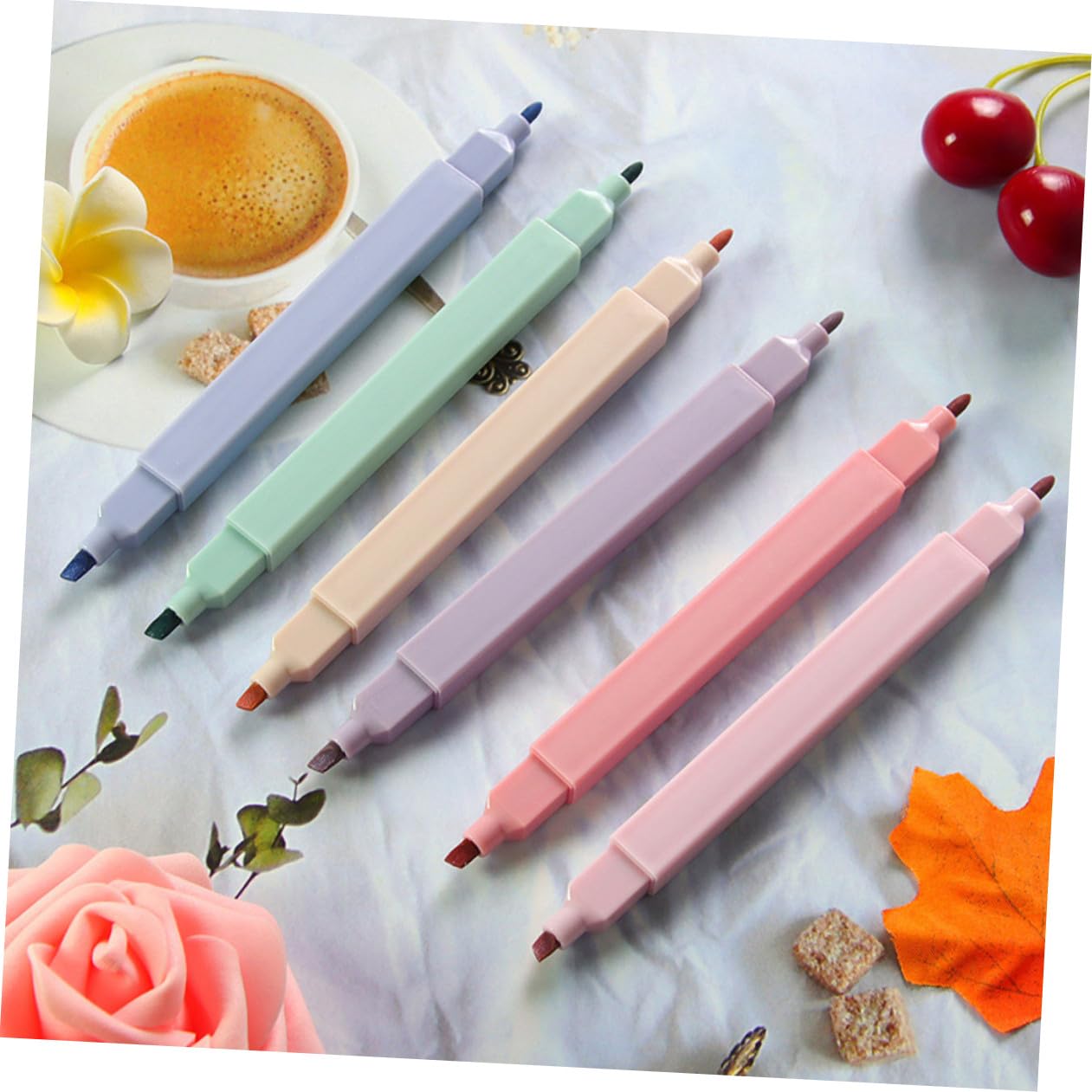 SHINEOFI 24pezzi Evidenziatori Doppia Estremità Portatili Di Penne Colorate Pratiche Per Scrapbooking e Uso Domestico Pigmenti Base d Acqua Duraturi e Colori Intensi