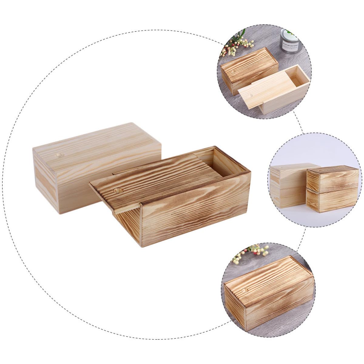 ibasenice 4 Piezas Joyero de Madera Pequeño para Relojes y Collares, Gran