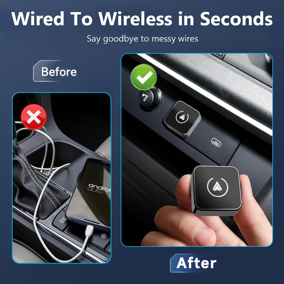 CarPlay Wireless Adapter & Android Auto Wireless Adapter - 2026 Upgraded, Converts Wired Android Auto & Car Play to Wireless, Plug & Play, Wireless Android Auto Adapter UK, Wireless CarPlay Adapter UK — view 5