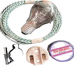 Kit Lâmpada Churrasqueira 170w 127v, Fio 2 m, Fita Isolante e Soquete Porcelana