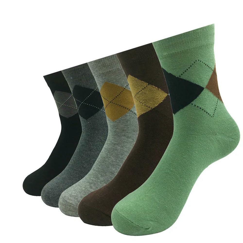5 Paar lange Socken für Herren, gestreift, Baumwolle, atmungsaktiv, ideal für Arbeit, Ehemann oder Vater, 14 Stile