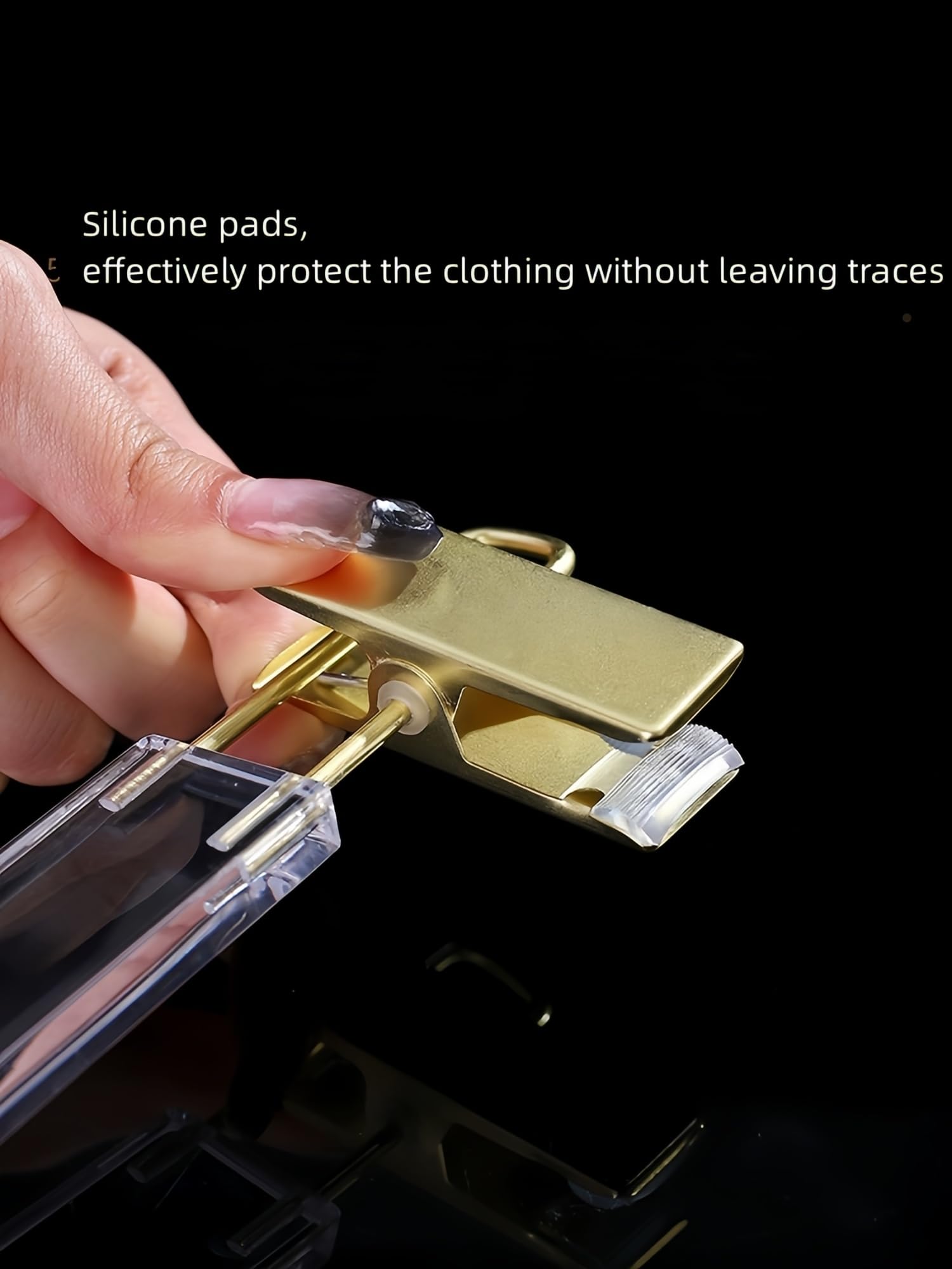 Gancio per pantaloni in acrilico con gancio dorato trasparente clip dorata adatto per gonne, pantaloni
