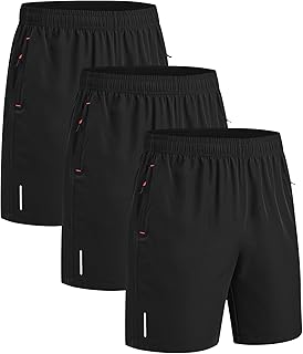 Pack of 3 Sports Trousers Men's Short Summer Jogging Bottoms Sports Shorts with Poc…