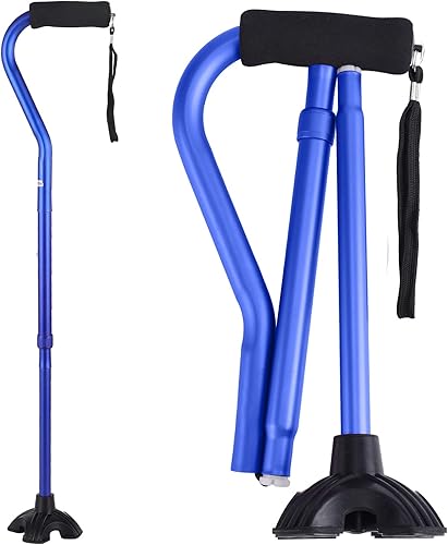 LIXIANG Bastón de caminar plegable ligero y ajustable y resistente con correa de transporte para hombres y mujeres mayores