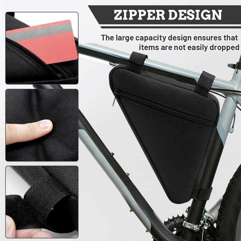 Borsa Telaio Triangolare per Bici, Manubrio Anteriore Impermeabile, Borse Portaoggetti Sottosella con Striscia Riflettente, Marsupio per Bici da Corsa e Mountain Bike
