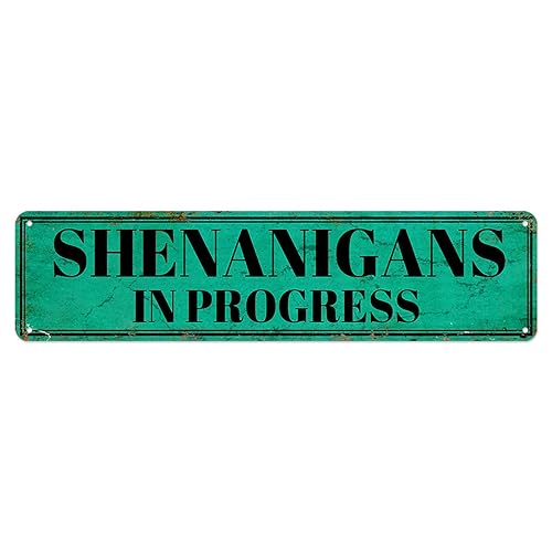 Vintage Metal Tin Signs Shenanigans In Progress Signs Vintage Bathroom