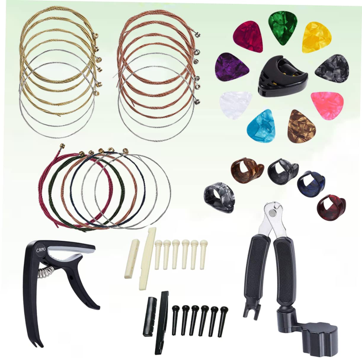 3 Stück Schnur Gitarren-Brückenmutter-Sattel-Kit gitarren capo gitarren-kapodaster Austauschbare Gitarrensaiten Saitenwickler Gitarrensattel Gitarrenwirbelwickler werkzeug Plektrum Abaodam