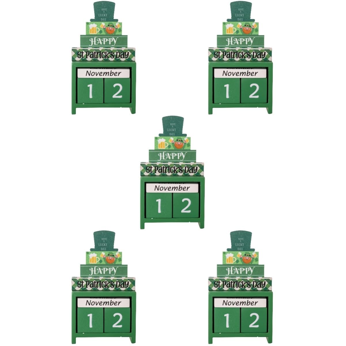 TOPBATHY 5piezas Calendario De Madera Para Día De San Patricio Decoración De Escritorio Festiva Accesorio De Regresiva De Madera Para Día De San Patricio Único Para y Familia