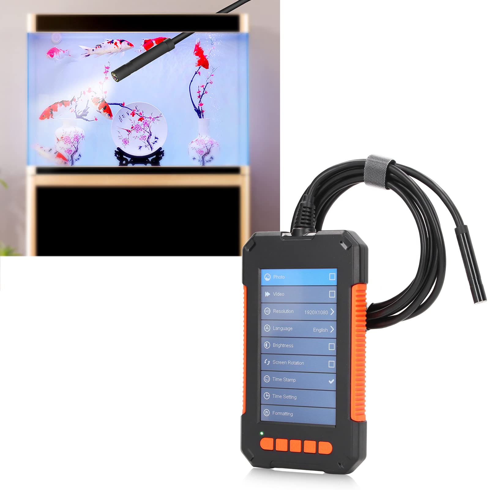 Industrielle Endoskop 1080P IP67 wasserdichte Endoskop-Inspektionskamera mit 4,3-Zoll-Bildschirm für Enge Orte und Dunkle Umgebungen (5M)