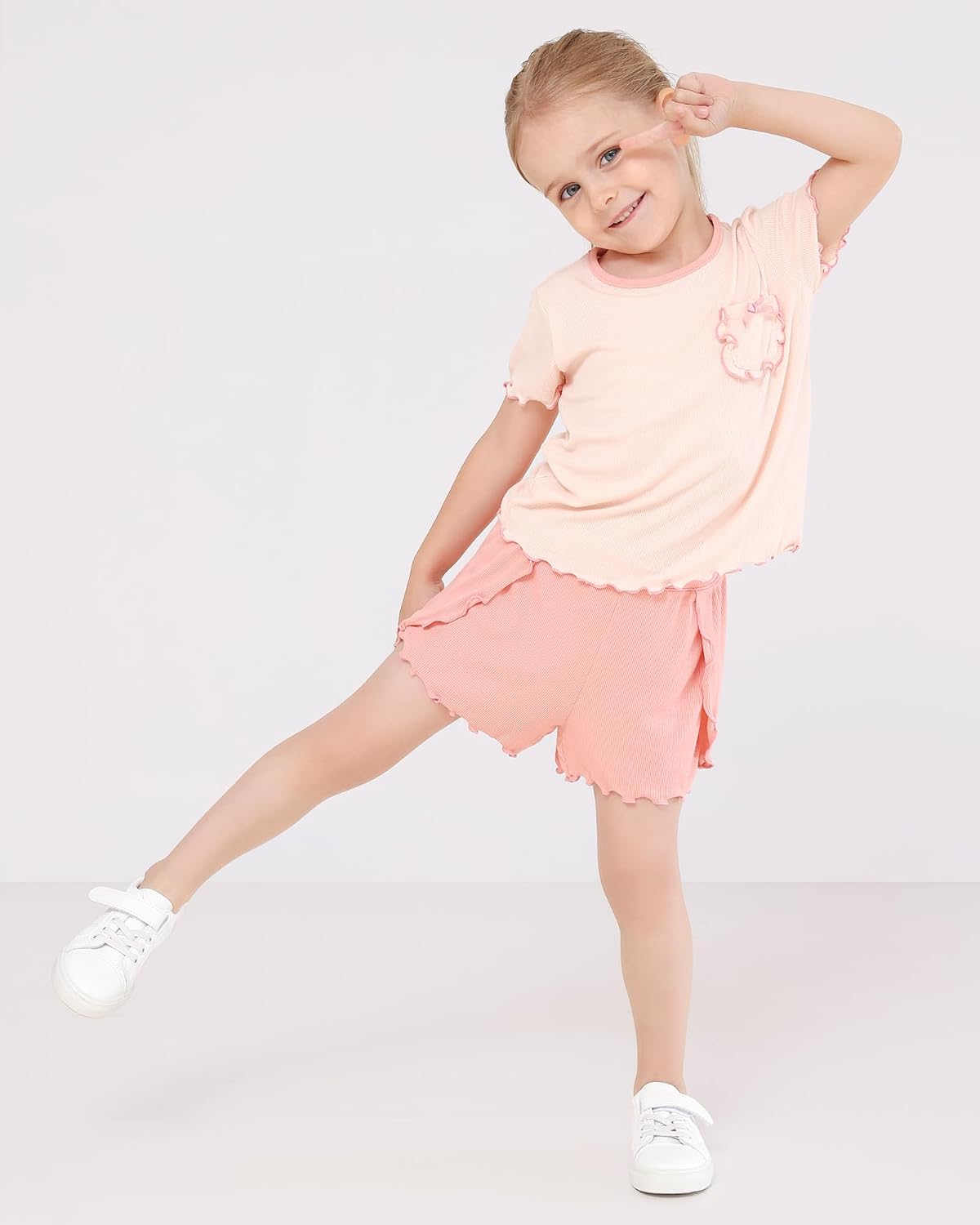 Baby Girls Outfits Sets Summer Tee and Shorts Toddler 2-Piece Set for Kids Cooling Clothes,Viscose Made from Bamboo