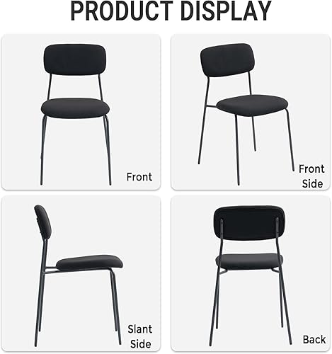 Miniatura 9 de Sidanli Sillas apilables para sala de espera, sillas tapizadas sin brazos, juego de 4 con cojín cómodo para conferencias, recepción, sala de