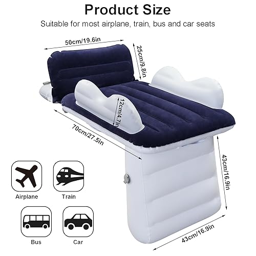 Miniatura 3 de Inflable - Cama de viaje para asiento de automóvil de avión, portátil, plegable, cama de viaje para bebé, cuna de viaje con laterales, cinturón de