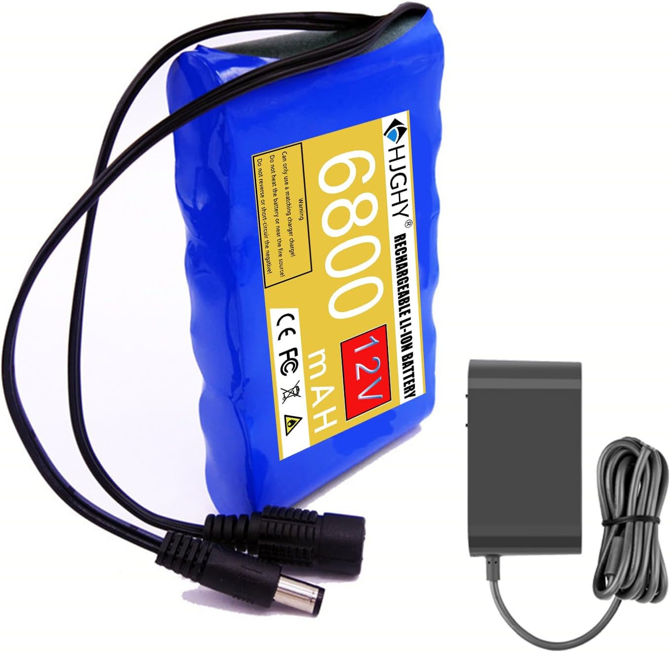 DC 12V 6.8Ah Lithium Battery Pack 12V 6800mAh Rechargeable Li-ion Portable Lithium-ion Battery with Charger Suitable for 12V Power Supply Equipment,A