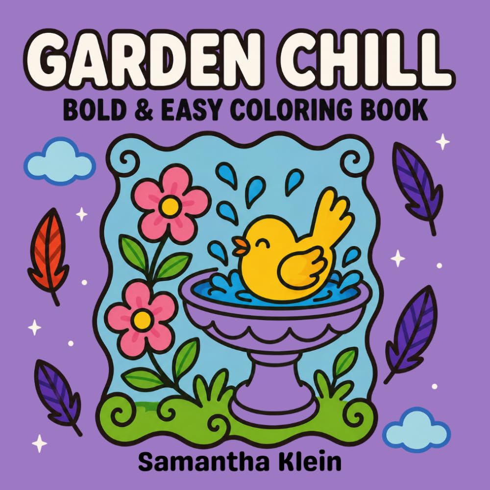 Garden Chill Bold & Easy Coloring Book for Teens and Adults: 40 Minimal Line Art Designs Featuring Landscapes and Flowers (Minimal Art Coloring Series)