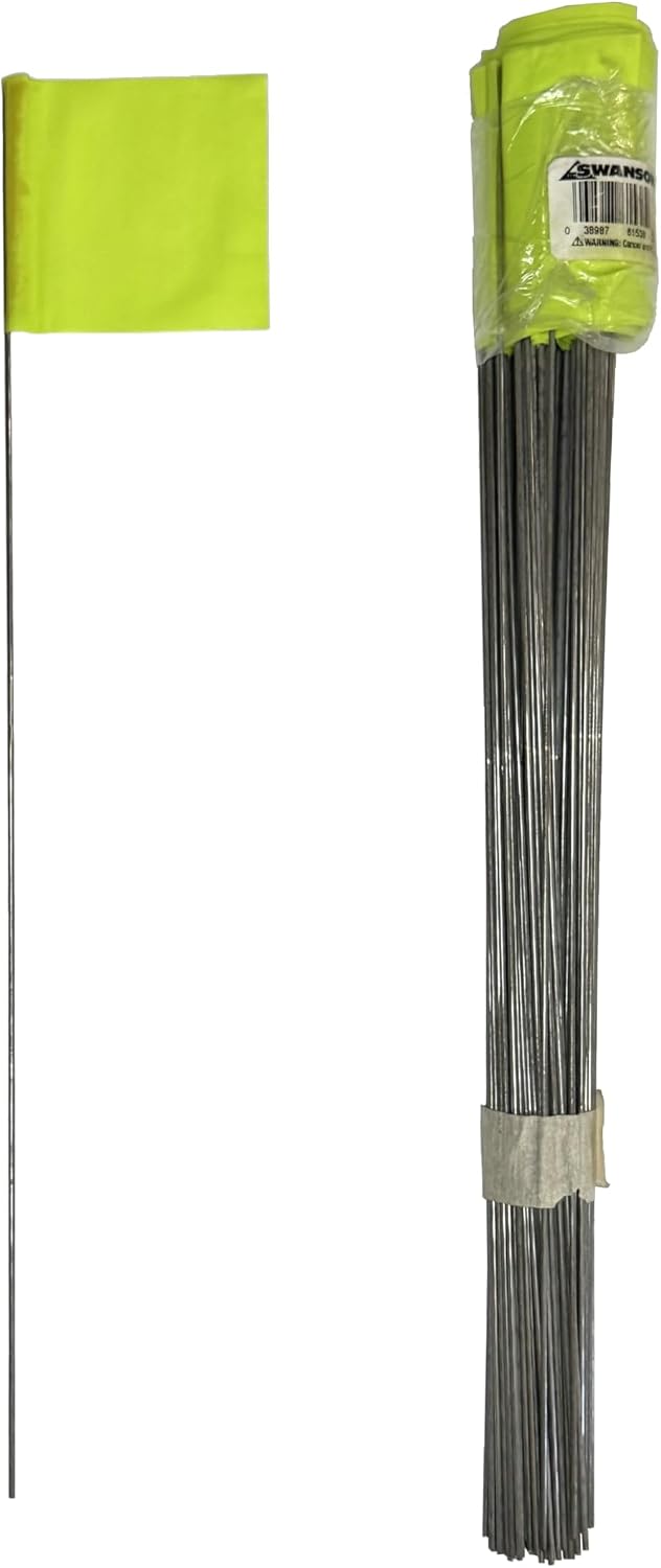 Swanson FLG30100 2-Inch by 3-Inch Marking Flags with 30-Inch Wire Staffs, Lime 100 Pack