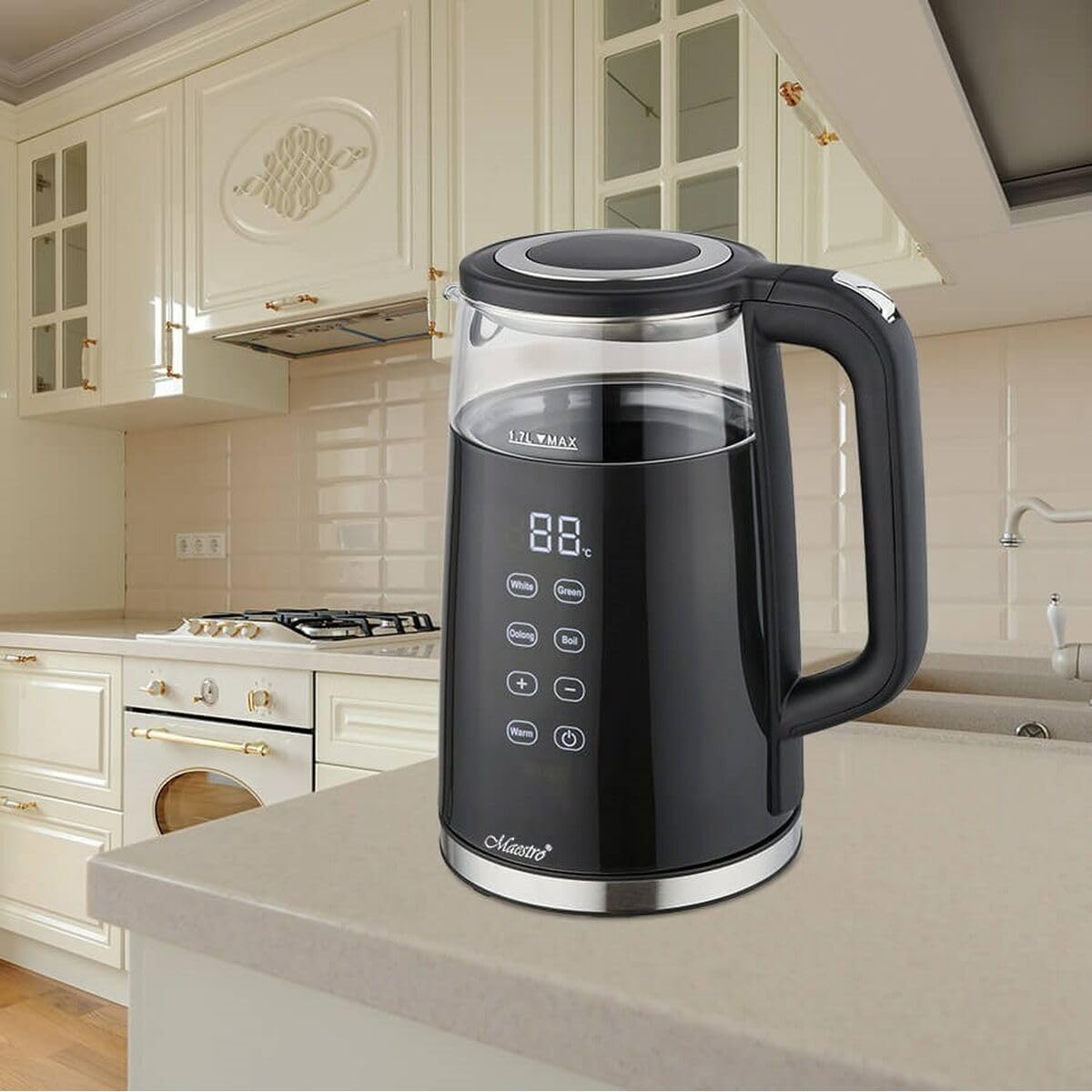 Hervidor MR-049 Negro Transparente Cristal Vidrio de Borosilicato 2200 W 1,7 L