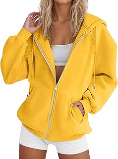 Betadog Womens Zip Up Hoodies Long Sleeve Oversized Sweatshirts Fleece Y2K Jacket Pockets 2025 Fall Outfits Fashion Clothes