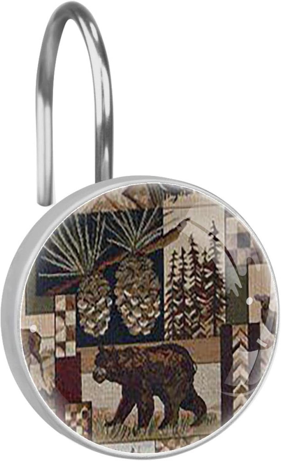 Rustic Lodge Bear Moose Deer Decorative Shower Curtain Hooks Rings Set of 12 Hooks for Shower Curtain Rustproof Curtain Rings for Bathroom